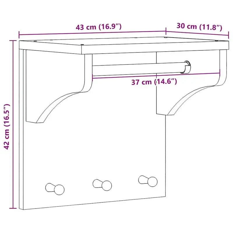 Garderobe Kiefer Natur Lackiert