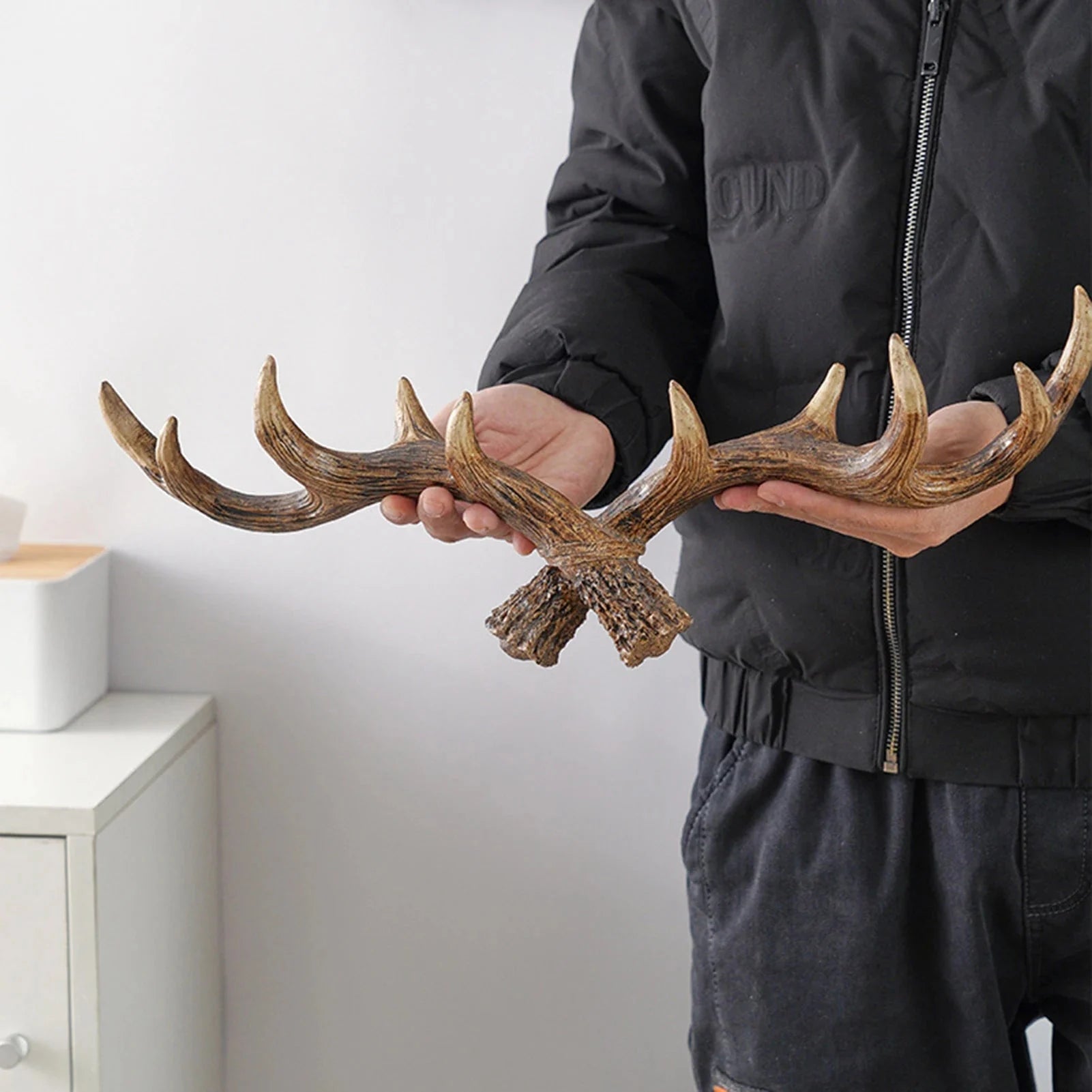 Garderobe Geweih Holz