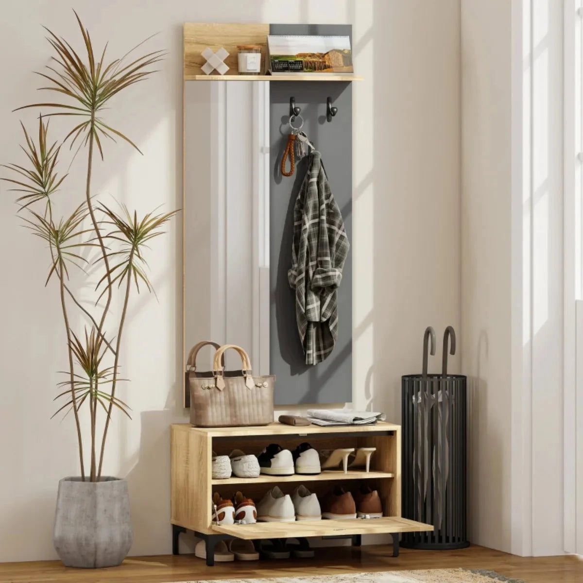 Garderobe Holz Spiegel