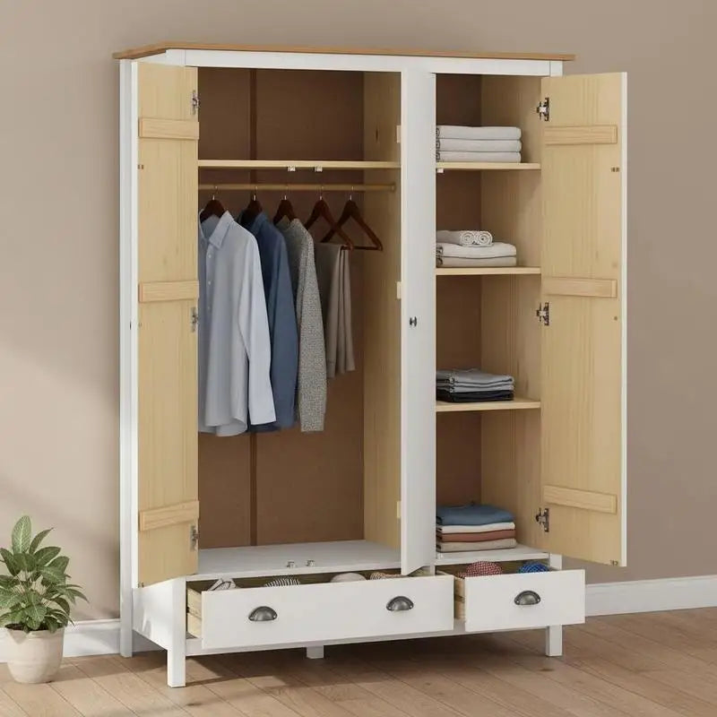 Garderobe Kiefer Massiv Weiß