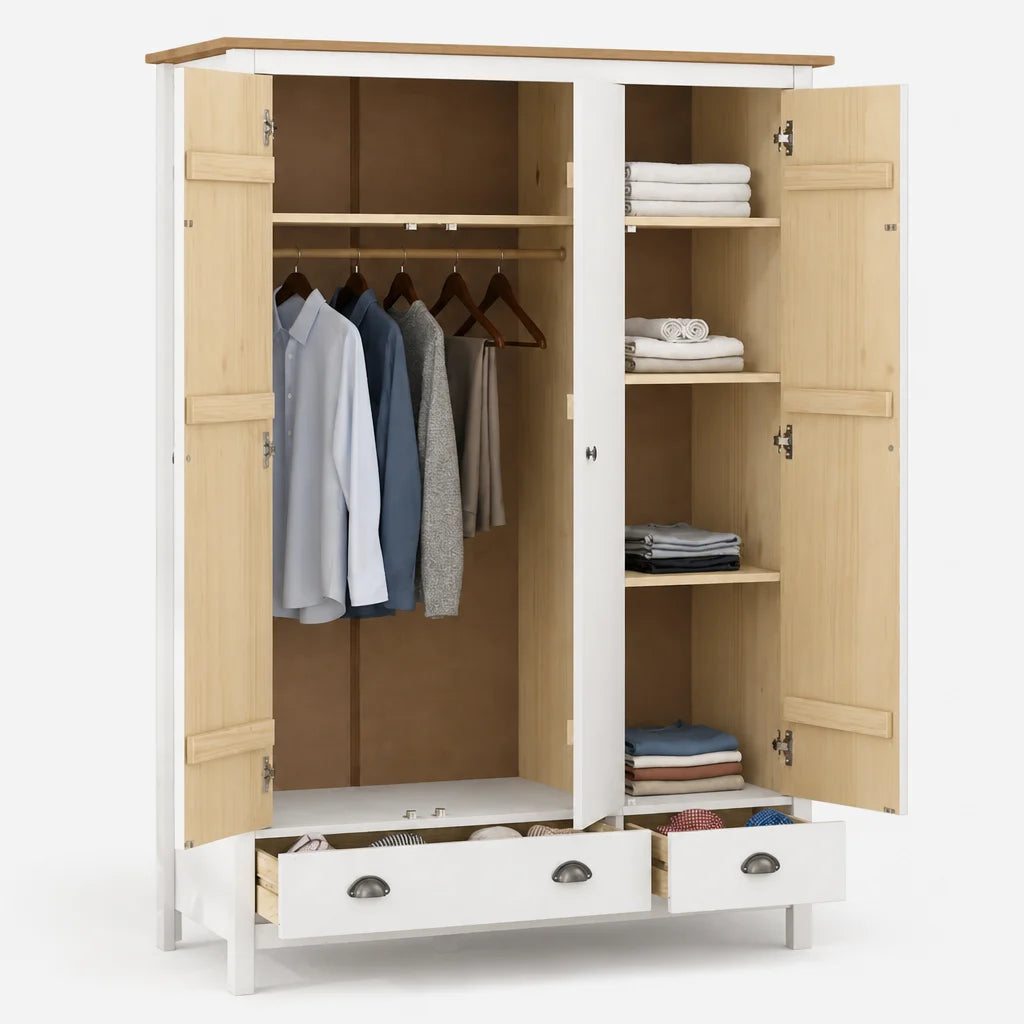 Garderobe Kiefer Massiv Weiß