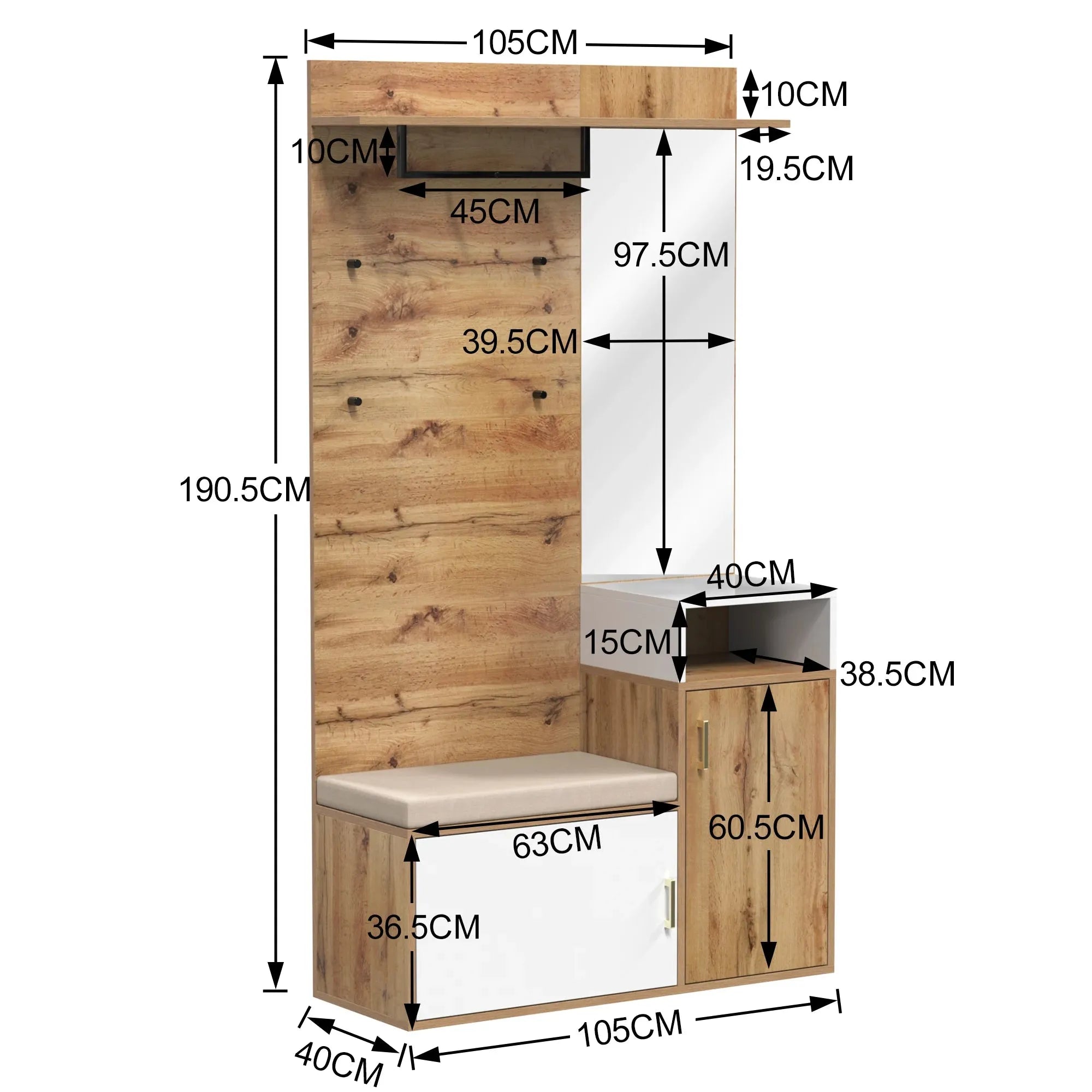 Garderobe Weiß Holz