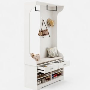 Garderobe Weiß Holz Mit Sitzbank
