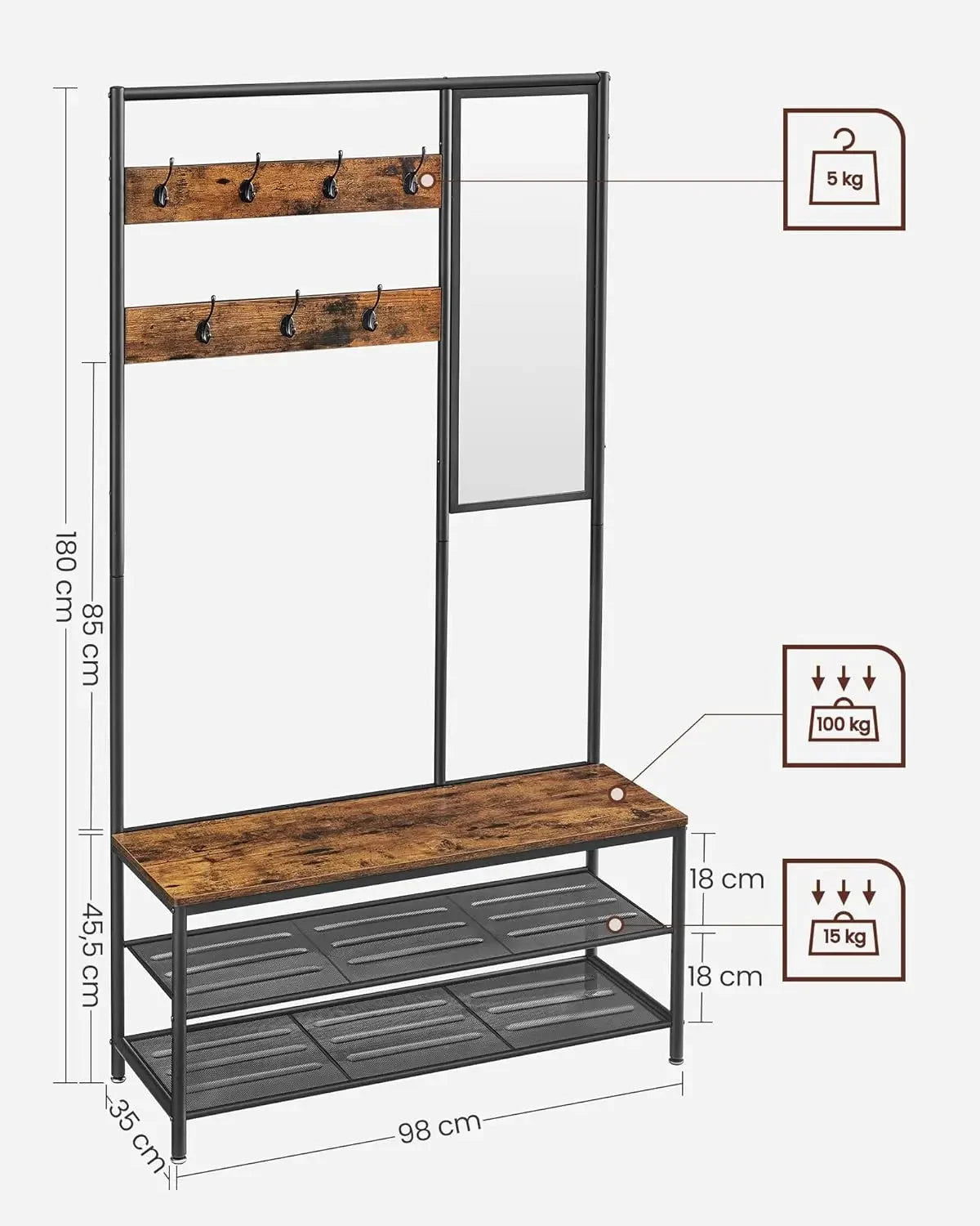 Stehende Garderobe Holz