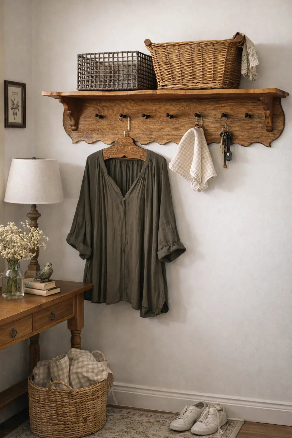 Wandgarderobe Holz Vintage